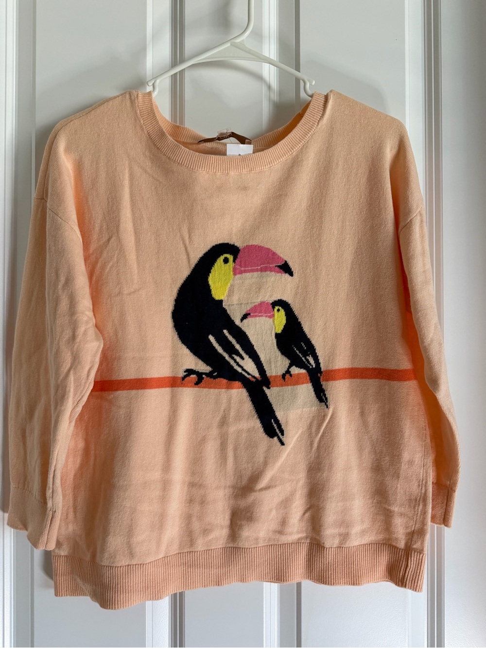 LOFT Peach Pullover with Toucan Motif
